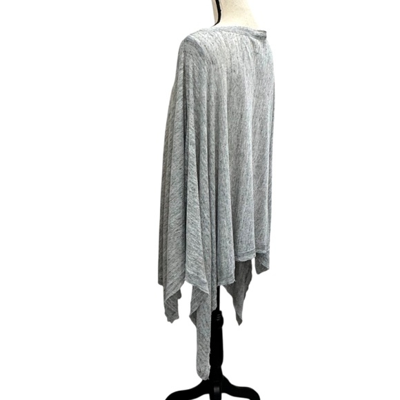 PURE DKNY GRAY MARLED LINEN OPEN SIDES PONCHO TOP - Picture 5 of 10